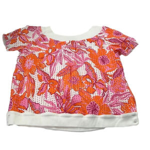 Tricot Chic orange floral eyelet short  sleeve top